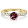 thumbnail image 3 of Gem Stone King 14K Two Tone Gold Red Rhodolite Garnet and Lab Grown Diamond Engagement Ring for Women | 1.65 Cttw | Round 6MM | Gemstone January Birthstone | Size 8, 3 of 6