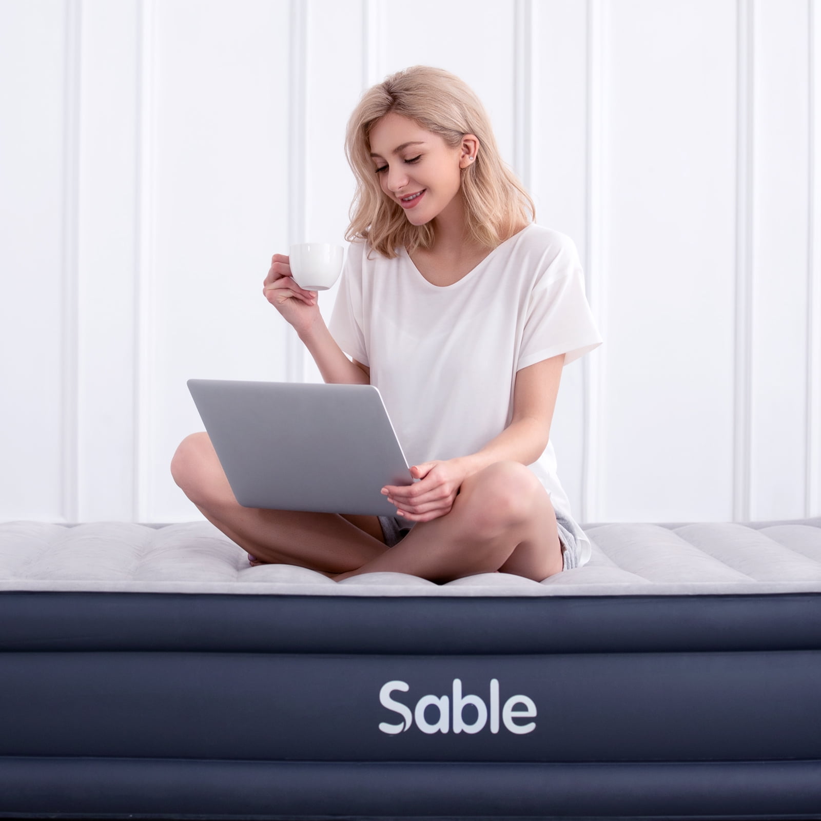 Sable Queen Size Air Bed with Pillow, Raised Inflatable Mattress