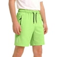 thumbnail image 5 of Boys Summer Shorts Drawstring Elastic Waist Solid Color Summer Casual Loose Sporty Pants Zipper Pockets (13-14Years, Green), 5 of 5