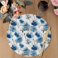 thumbnail image 3 of Blue Floral Round 13 Inch Placemats Set of 2, Vintage Cornflower Leaves Rustic Plants HeatResistant Non Slip Place Mats for Dining Table, Wipeable Braided Kitchen Table Mats for Housewarming, 3 of 9