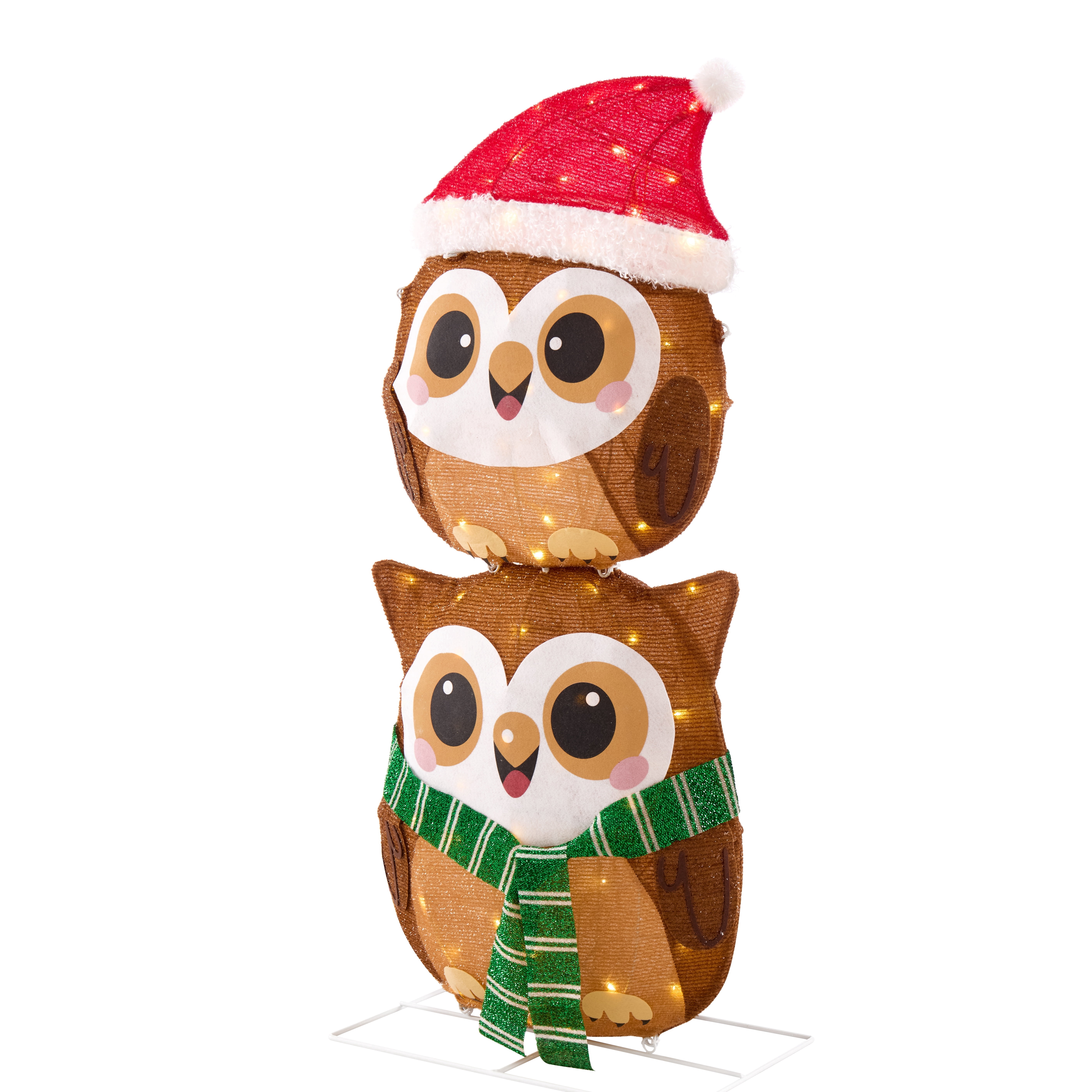 Indoor/Outdoor LED Stacked Owls Christmas Decoration, Multicolor, 20.8", by Holiday Time