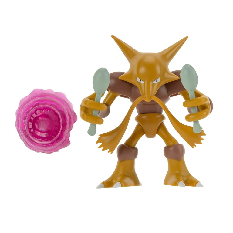 Pokemon Alakazam Battle Feature Figure - 4.5 inch Alakazam Battle Ready  Figure with Psychic Blast Accessory 