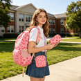 thumbnail image 2 of 3 PCS Hot Pink Cute Bow Backpack, Backpack for Hers, School bag for Primary Elementary Teenage, Middle School Students Bookbag, 2 of 8