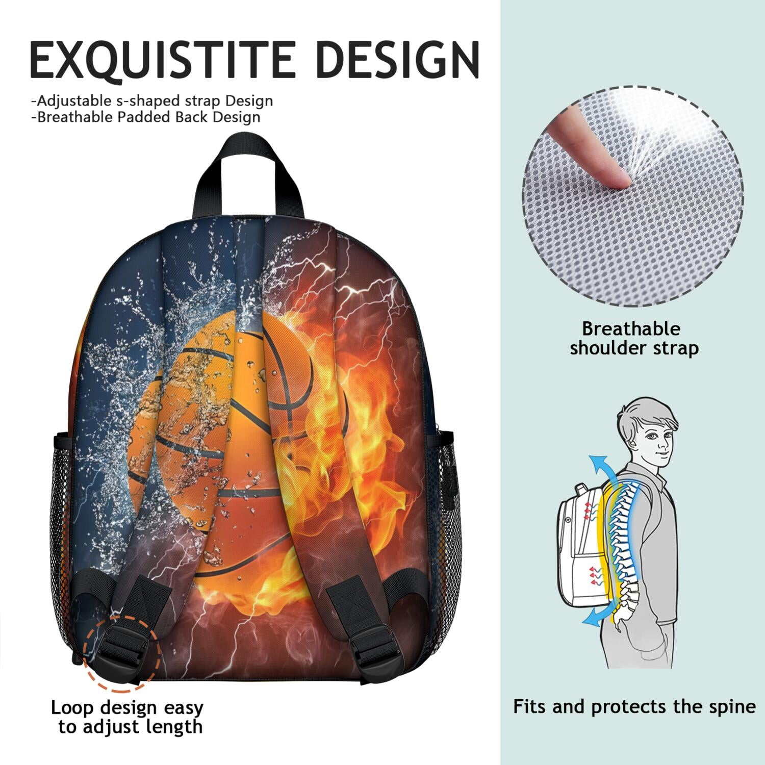 Ergonomic Backpack for Boys - Waterproof, Adjustable with Sports Design for Baseball, Soccer, and Tennis