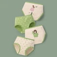 thumbnail image 2 of Tisuna Girls 4 Pieces Underwear Toddler Floral Print High Waist Briefs Soft Stretchy Little Girls Youth Everyday Wear Seasonal Outfit Panties Green Size 3-4 Years, 2 of 3