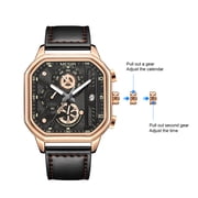 MEGIR Mens Sport Casual Watch Chronograph, Quartz Movement, 3ATM Water Resistant, Leather Strap