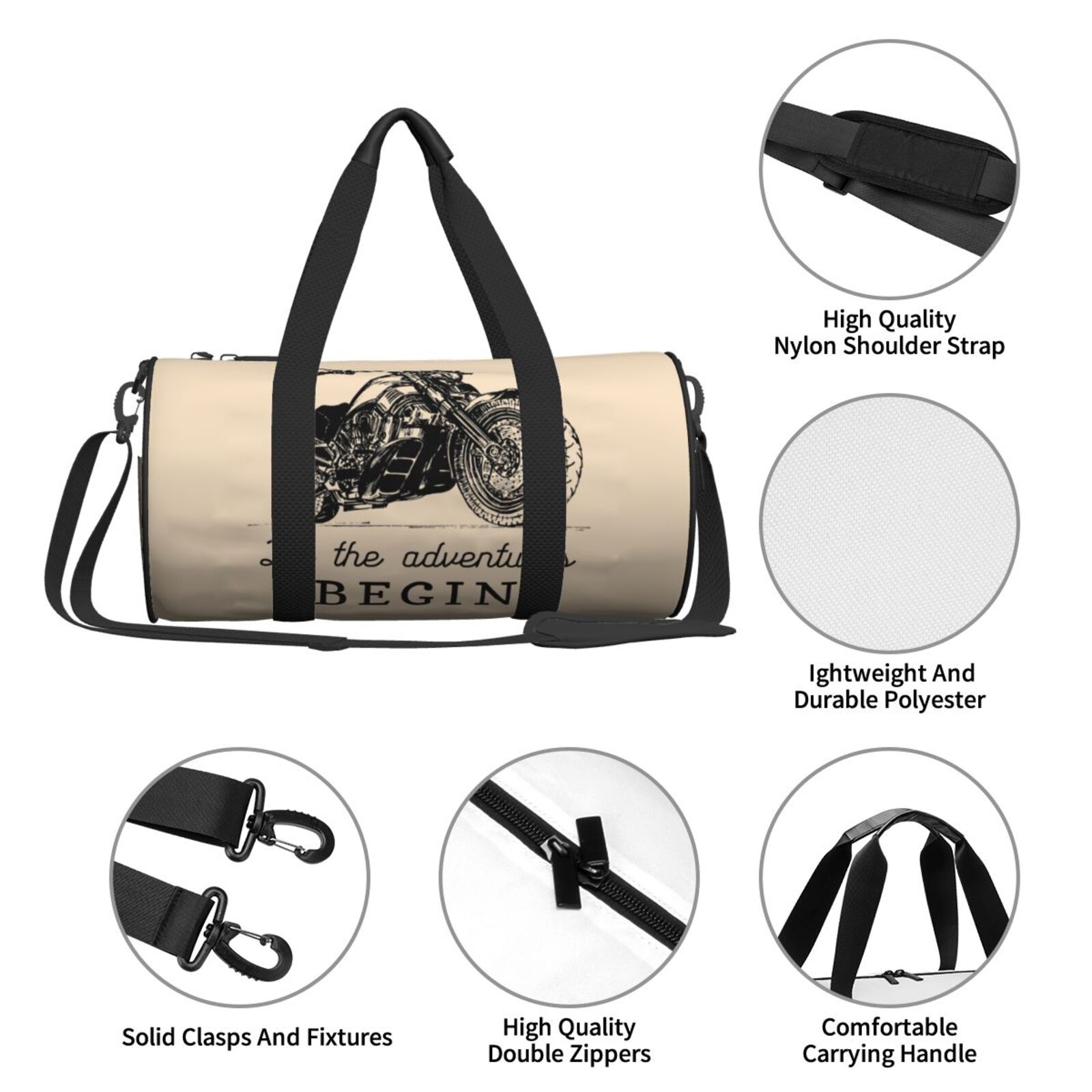 Vsdgher Let The Adventure Begin 45L Foldable Duffel Bag, Sports Gym Bag,Overnight Bag, Portable Weekender Bag for Airplanes