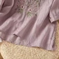 thumbnail image 5 of MIXUE Womens Summer Tops Solid Color Floral Embroidered Round Neck Long Sleeve Fashion Casual Shirts For Women Tshirts Outwear,Purple,XXXL, 5 of 6