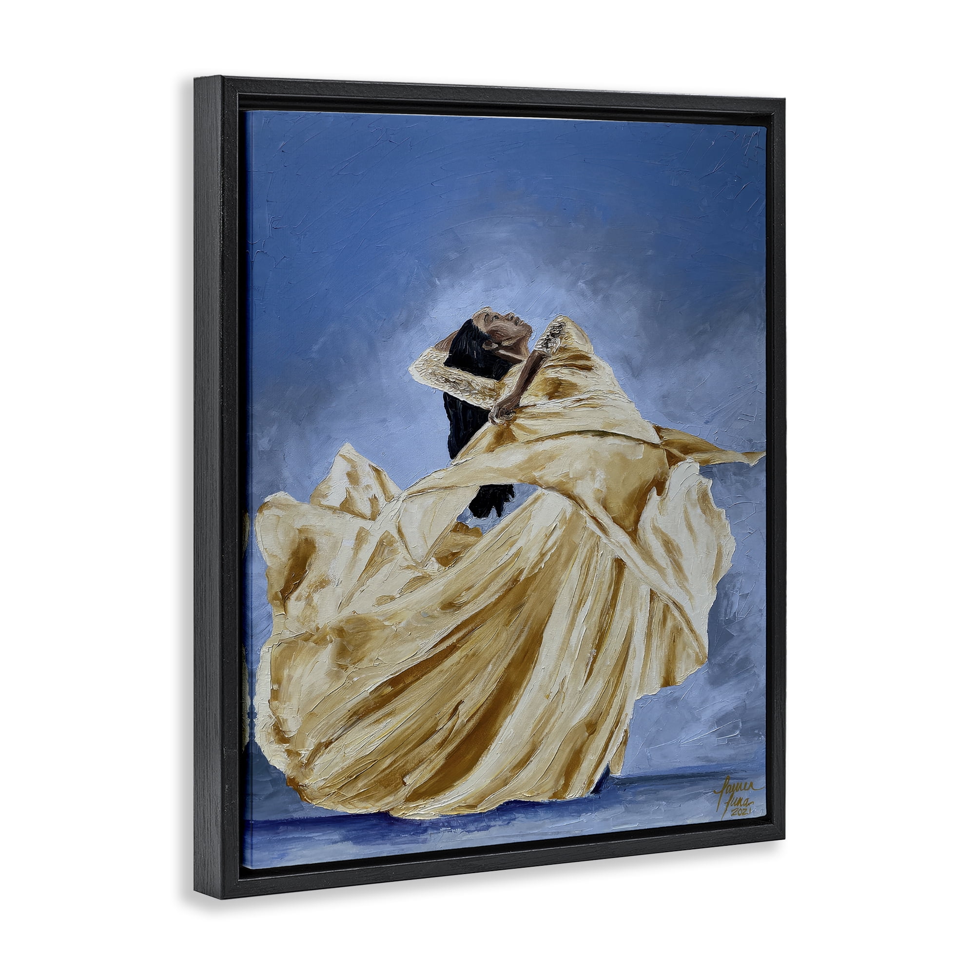 Stupell Industries Expressive Elegant Dancer Black Framed Floater Canvas Wall Art, design by Lauren Luna