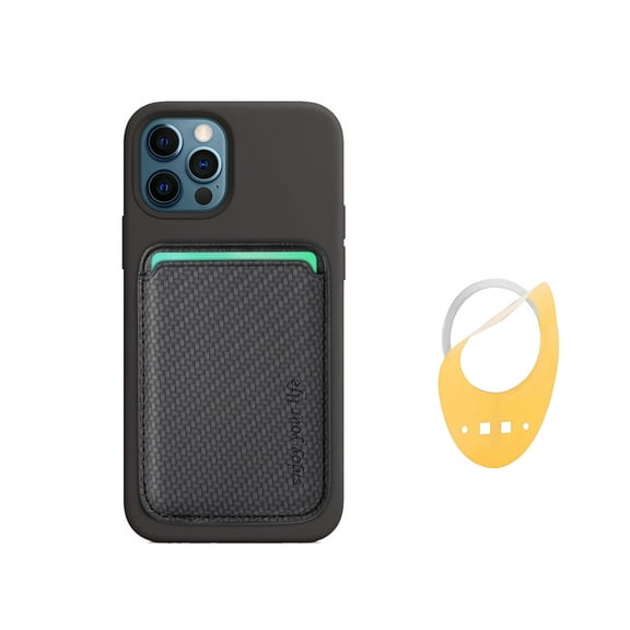 Allytech Magnetic Wallet Card Holder with MagSafe Ring for iPhone 14 Pro Max/14 Plus/14 Pro/14, for iPhone 13 Pro Max/13 Pro/13/13 Mini, for iPhone 12/12 Pro/12 Max/12 Mini/ iPhone 11 - Black