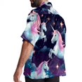 thumbnail image 3 of Starry Unicorn Men's Short Sleeve Button Down Hawaiian Shirts for Summer Beach Casual Printed Style, 3 of 6
