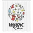 thumbnail image 2 of Magician Shower Curtain, Magic Lettering with Round Shaped Doodle, Fabric Bathroom Set with Hooks, 69W X 70L Inches, White Multicolor, by Ambesonne, 2 of 2