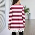 thumbnail image 4 of NAISIBABY Girls Tops with Lace Hem, Fashion Striped Crewneck Long Sleeve Kids Casual Fall T Shirts Red 10T, 4 of 6