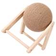 thumbnail image 2 of Cat Scratching Ball On Stand Post Interactive Solid Wood Scratcher Pet Toy with Sisal Rope V Shaped S, 2 of 12