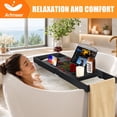 thumbnail image 4 of Artmeer Bamboo Bathtub Caddy Tray, Expandable Bath Table with Cup Holder, Book and Tablet Stand, Bathroom Organizer with Extending Sides, Black, 4 of 8
