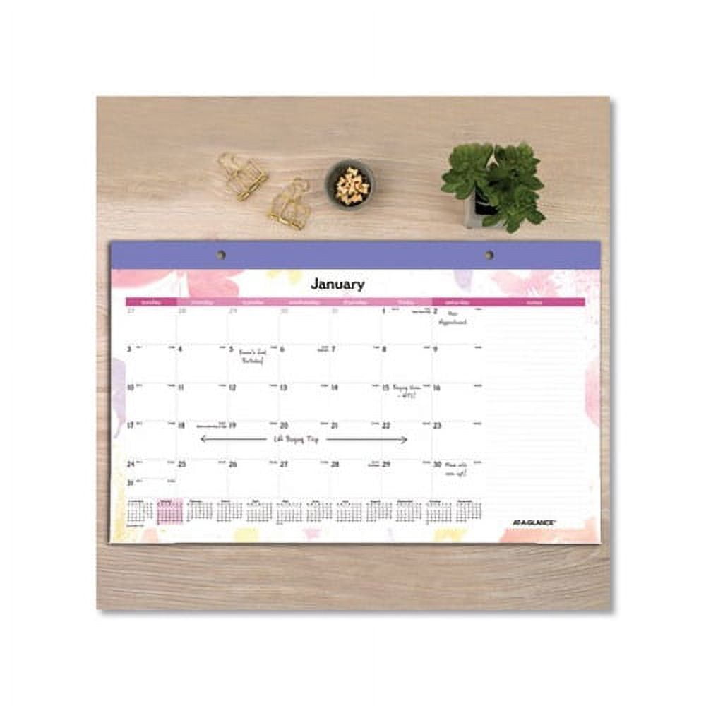 Watercolors Recycled Monthly Desk Pad Calendar 17.75 x 11, 2022