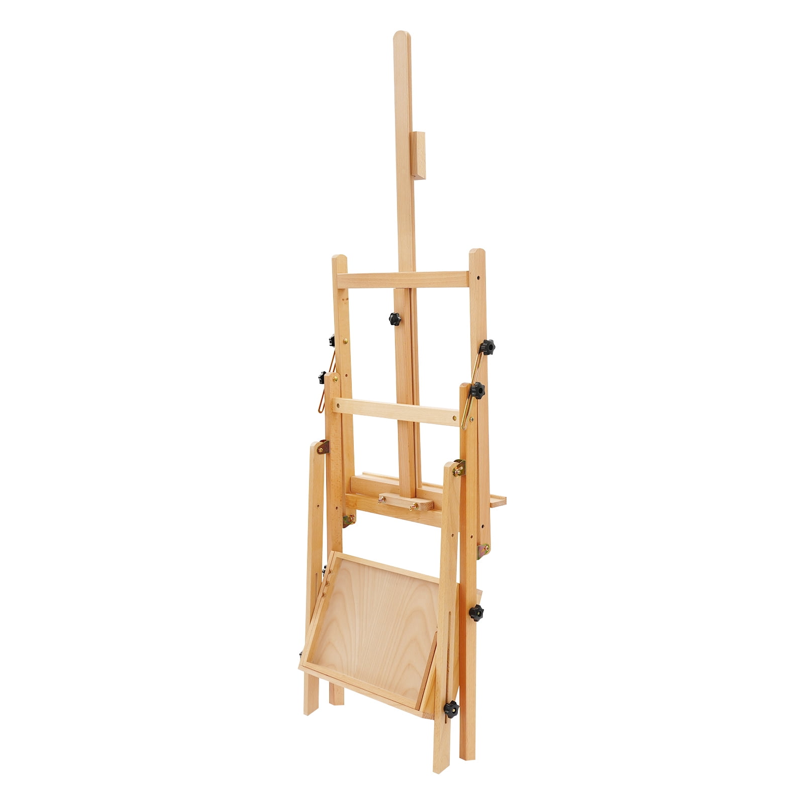 Foldable Beech Wood Easel Stand with Storage, Adjustable Height 59-72.4 inch Painting Holder for Canvas, Wood Color Art Studio Easel for Adults & Students