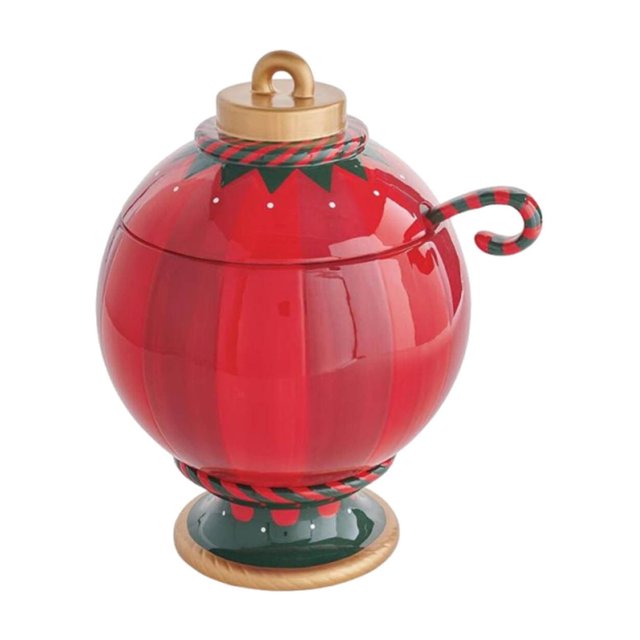 Vaidha Christmas Bowl Candy Canisters Christmas Snack Bowl Sugar Bowl With Lid And Spoon Dish Christmas Candy Tray Candy Synthetic Resin Dining Table Storage Rack