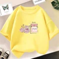 thumbnail image 3 of Camiseta de algodón con estampado de sonrisas para niñas, camisetas informales de verano de manga corta con cuello redondo para niños, camisetas para bebés, ropa para niños, 3 of 5