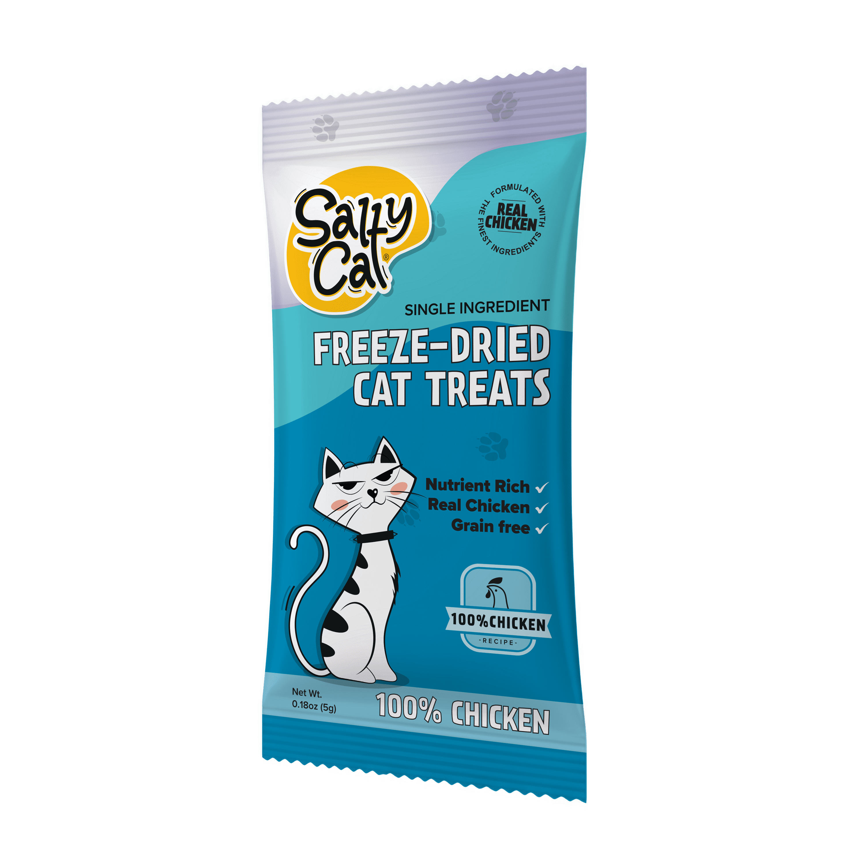 (24 pack) Salty Cat Freeze-Dried Chicken Cat Treats, 5g Bag