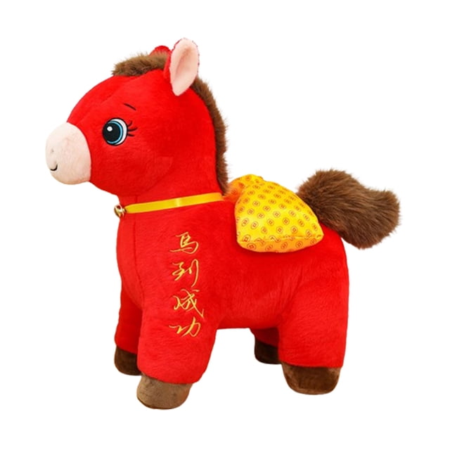 Encanto cultural: La mascota del Año del Caballo 2026 está diseñada en un estilo tradicional chino, con sillas de montar bordadas y crines de hilo dorado, que encarnan el estilo de las pinturas de cab