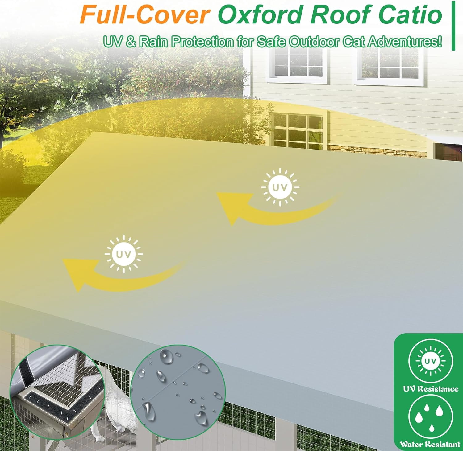 Gowoodhut Extra Large Catio Outdoor Cat Enclosure Waterproof, Walk-in Outdoor Pet House for Multiple Cats, Catio Cat Run Cage with Bridges, Weatherproof Full Cover, 8 Platforms, 2 Resting Box