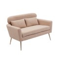thumbnail image 6 of 51" Loveseat Sofa, Modern Boucle Upholstered Two-Seater Sofa with 2 Throw Pillows and Gold Metal Legs Mini Room Couch Small Sofa Accent Loveseat Sofa for Compact Space Living Room Office, Light Camel, 6 of 7
