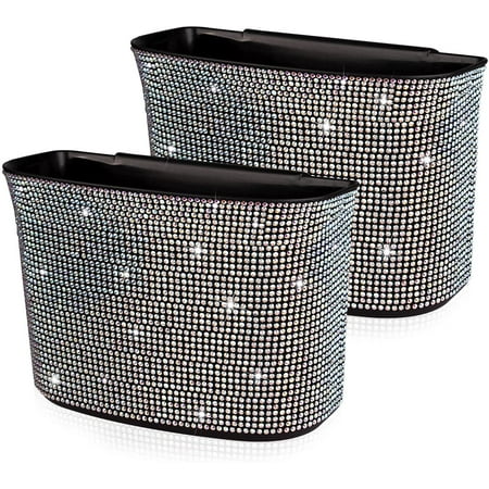 eing Car Trash Can Bling Crystal Auto Storage Pockets,100% Leak Proof Car Trash Container Bin Car Garbage Bag Hanging for Backside/Gearshift/Center Console,(2 - Pack, Multicolor)