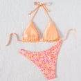 thumbnail image 4 of Womens Reversible Bikini Sets Two Piece Swimsuit Printed Halter Bikini Top with Adjustable Tie and Triangle Bikini Bottom Beach Wear for Women, 4 of 6