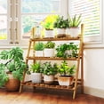 thumbnail image 2 of Outsunny Outdoor Plant Stand, Foldable Flower Stand 3-Tier Wooden Plant Shelf for Garden Indoor Outdoor, 32" x 14" x 37'', 2 of 10