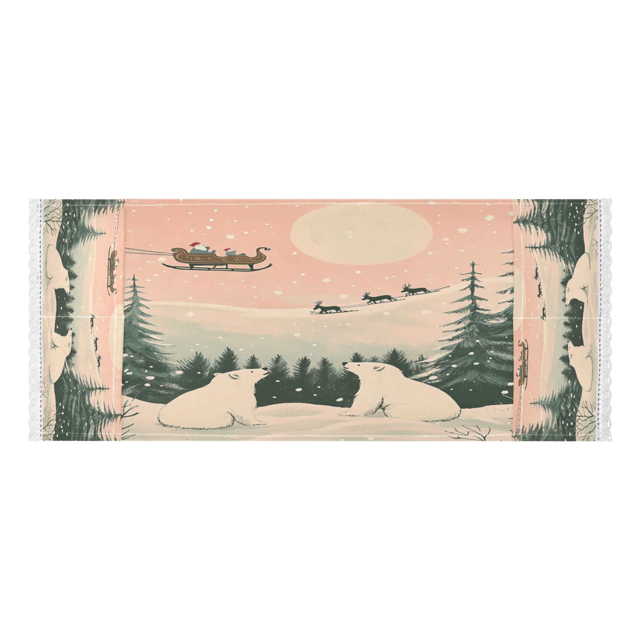 Two Polar Bears in The SnowWasher and Dryer Covers Dust-Proof and Oil Resistant Fridge Cover with 4 Storage Pockets Washing Machine Top Cover for Laundry Kitchen Home 51.2 x 22 In