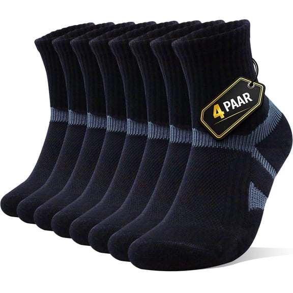 LWFBDTK Cushion Crew Socks, 4-Pairs, Moisture Wicking, Odor Control, Durable, for Work & Athletic, Size L (9-12.5), Black