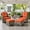 Coarse orange red, variant on Ovios 3 Piece Outdoor Patio Bistro Set All-Weather Wicker Swivel Chairs High-Back Sectional Conversation Furniture for Backyard, Porch, or Garden