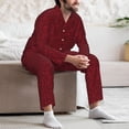 thumbnail image 7 of Sikiie Burgundy Floral Mens Pajama Set, Soft Warm Long Sleeve Sleepwear, Cozy Button-Down Pjs for Men-XX-Large, 7 of 7