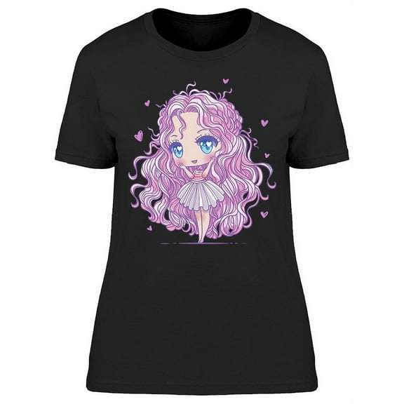 Pink Kawaii Anime Girl T-Shirt Women -Image by Shutterstock, Female Small