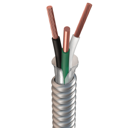 Wirenco 6/2 Metal Clad (MC) Cable w/ Gnd, Alum Armor, Stranded Copper (25Ft Cut)