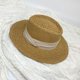 thumbnail image 5 of Sombrero de copa plana francés tejido a mano para verano, gran alero, cinturón de tres pliegues, sombrilla, sombrero de copa, sombrero de paja cóncavo para mujer, 5 of 6
