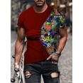 thumbnail image 4 of Short Sleeve Men's Shirt Round Neck Graphic Hand Flower, 4 of 4