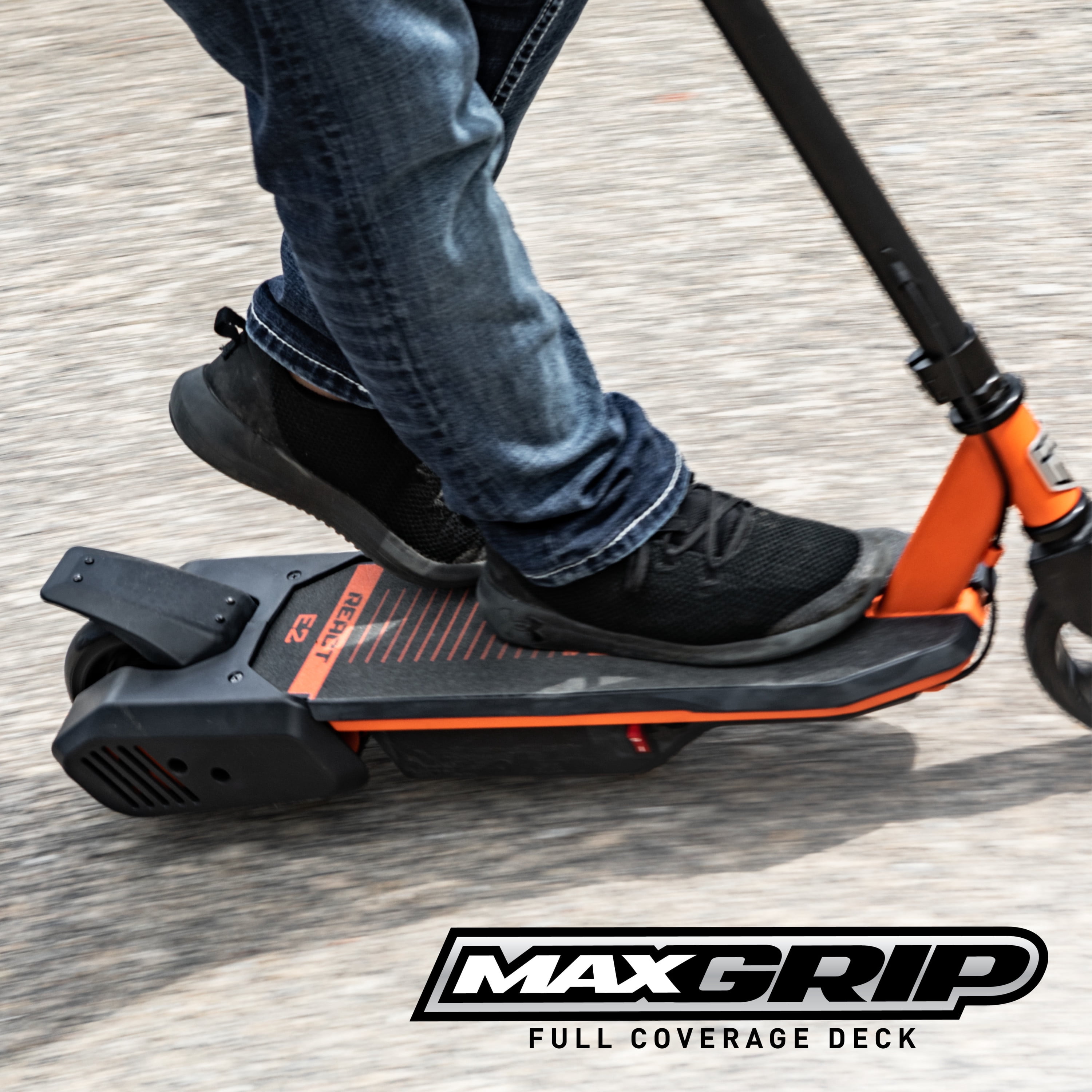 Mongoose React E2 Electric Scooter for Kids 8+, 10 mph, Black and Orange