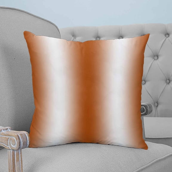 Orange White Ombre Throw Pillow Covers, Soft Pillowcases with Invisible Zipper, Farmhouse Country Minimalist Art Decorative Square Pillow Cushion Covers for Living Room Couch Sofa Bed 18x18 Inches