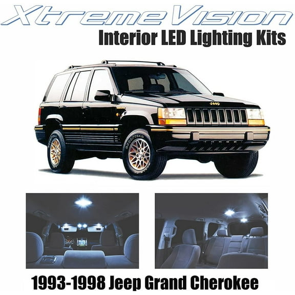 XtremeVision Interior LED for Jeep Grand Cherokee 1993 - 1998 Cool White Interior LED Kit/Installation Tool (9 Pieces)