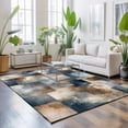 thumbnail image 3 of 8'x10' Area Rugs, Blue Brown Abstract Indoor Outdoor Area Rug for Living Room Bedroom, Modern Color Block Geometric Art Washable Bathroom Rugs Kitchen Floor Carpet Mats Home Decor Aesthetic, 3 of 8