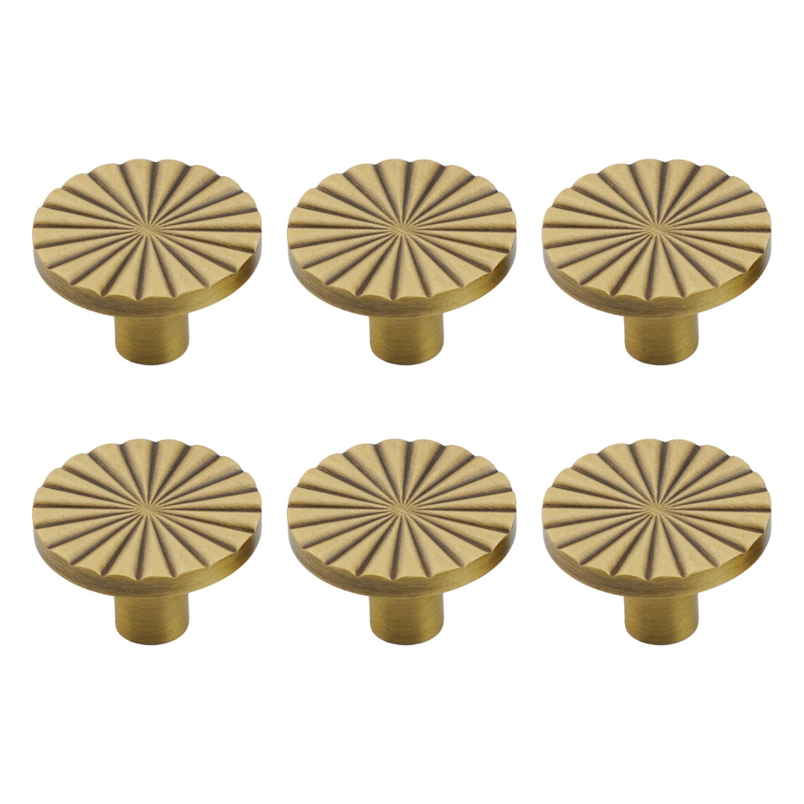 Antique Brass Cabinet Handles 1.2" Diameter With Round Flower Pattern Smile Home
