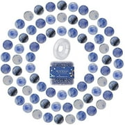 400pcs 4mm Blue Spot Jasper Loose Beads Making Kit Gemstones Spacer Round Beads Charms with Elastic Thread