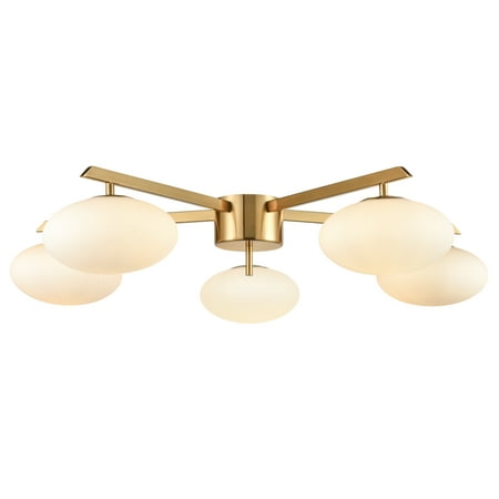 

Light Society Montego 5-Light Flush-Mount Chandelier in Brushed Brass/White
