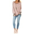 thumbnail image 3 of Femmes Couleur Patchwork Col Rond Manches Longues Pull-Shirt, 3 of 5