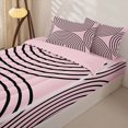 thumbnail image 3 of Homewish Abstract Stripes Zipper Twin Comforter Sets with Fitted Sheet and 2 Pillowcases,Classic Geometric Zipper Bedding Set,Pink Black,Pink Reversible,4pcs, 3 of 8