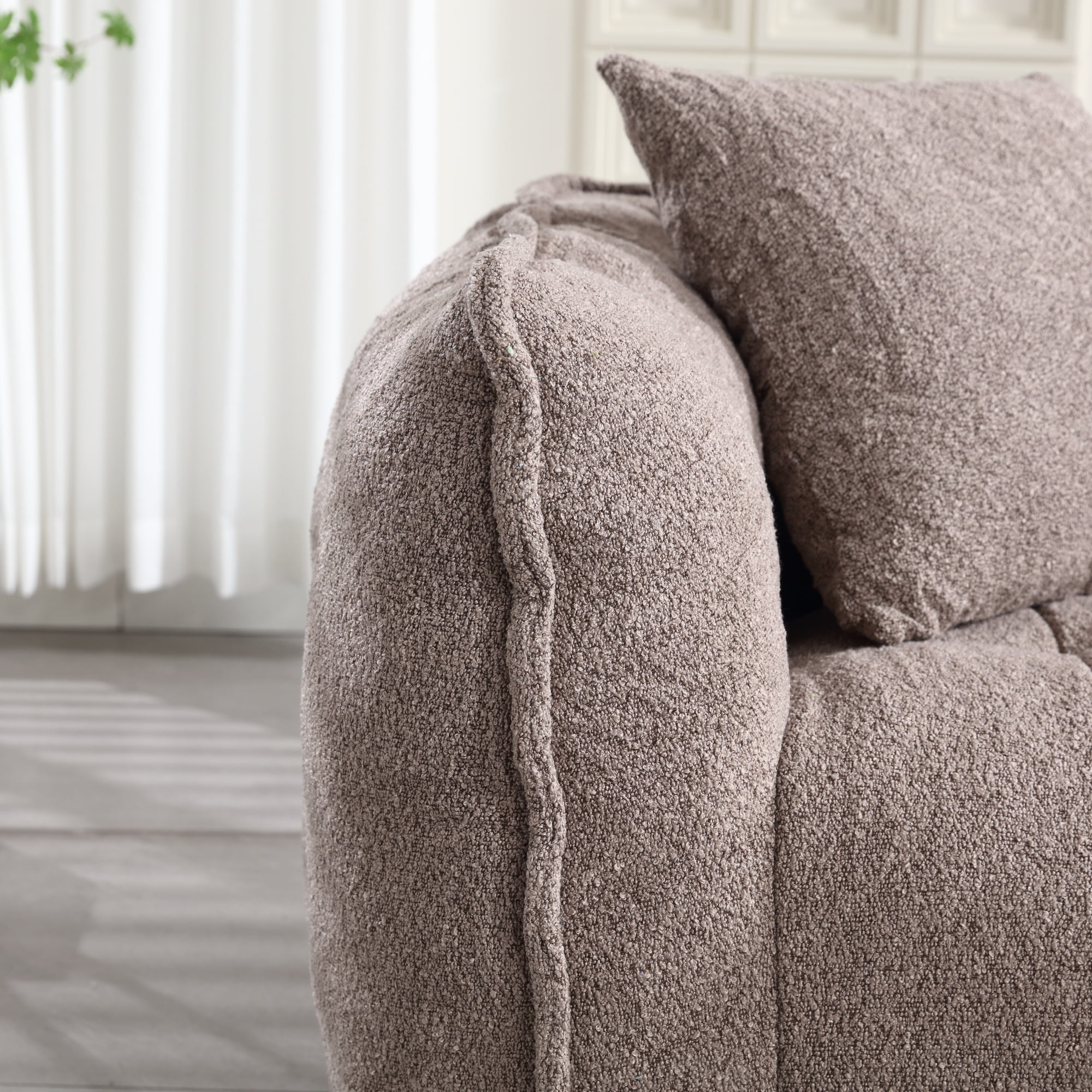 PORKISS Oversized Bean Bag Chair with 2 Pillows, Giant Large Loveseat Bean Bag Chair Couch for Adults Teens, Chenille Fabric Sofa, Brown