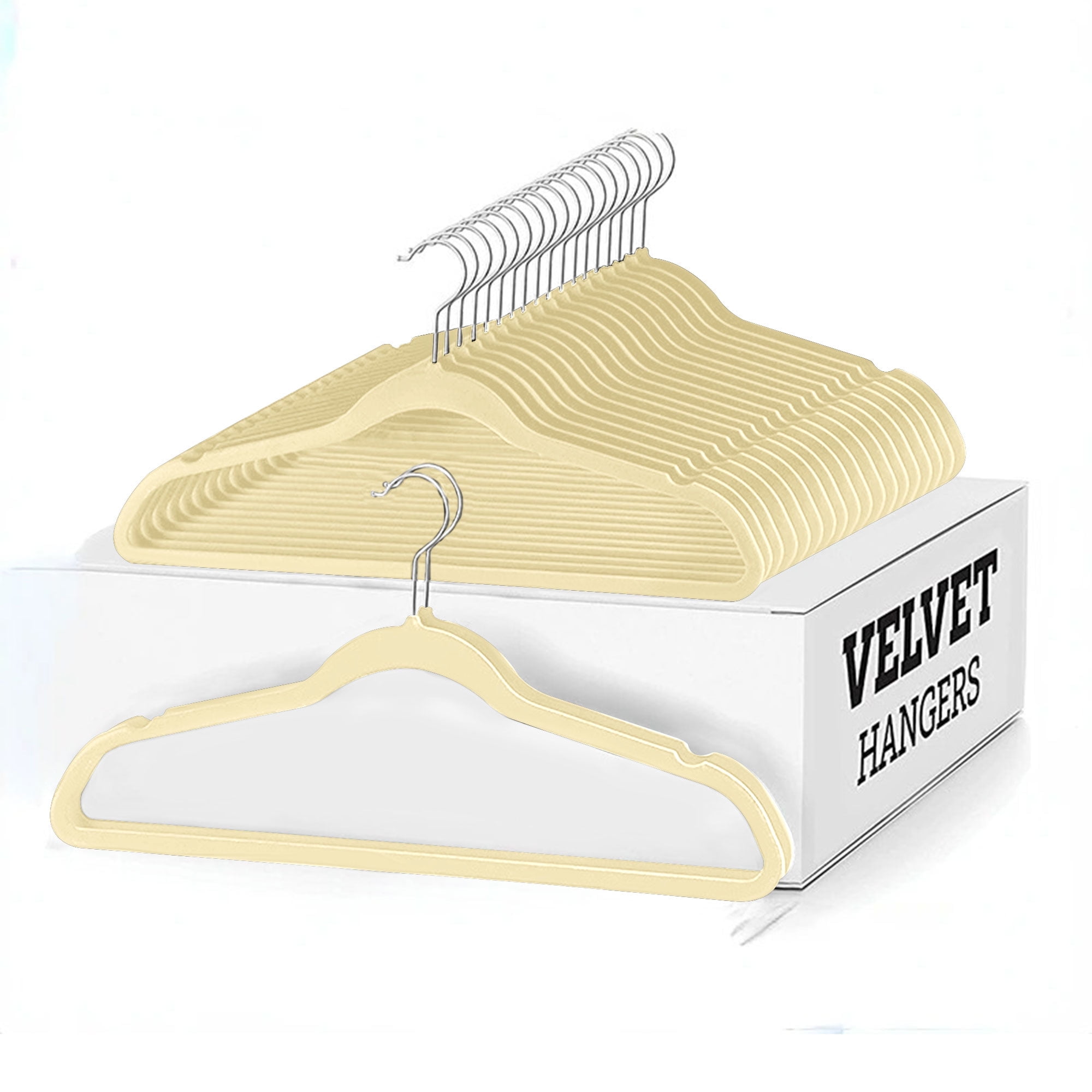 Home Collection Deals Lux Decor Collection Velvet Hangers for Skirt Pants 50 Packs, Non Slip Space Saving Clothes Hangers for Skirts, Ivory