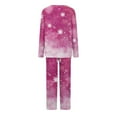 thumbnail image 4 of BLTIBY Christmas Pajama Sets for Women V Neck Xmas Printed Long Sleeve Pullover Top Long Pants Lounge Set Sleepwear Comfortable Pink 2 L, 4 of 4